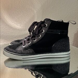Coach Pita Black and Silver Multi Color Glitter Hightop Sneakers EUC Size 6M